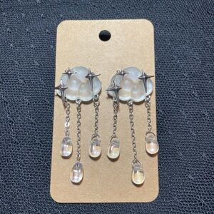 Silver Cloud and Star Dangle Earrings